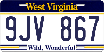 WV license plate 9JV867