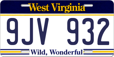 WV license plate 9JV932