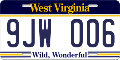 WV license plate 9JW006