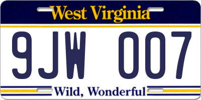 WV license plate 9JW007