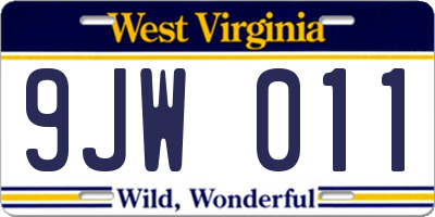 WV license plate 9JW011