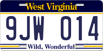WV license plate 9JW014