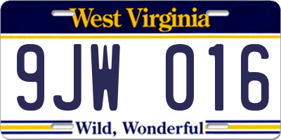 WV license plate 9JW016