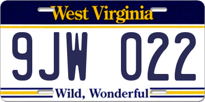 WV license plate 9JW022