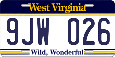 WV license plate 9JW026