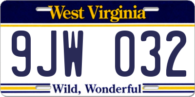 WV license plate 9JW032