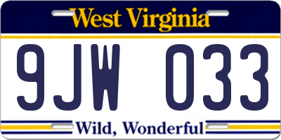 WV license plate 9JW033