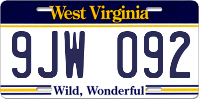 WV license plate 9JW092