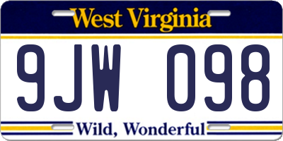 WV license plate 9JW098