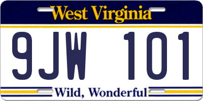 WV license plate 9JW101