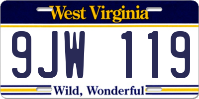 WV license plate 9JW119
