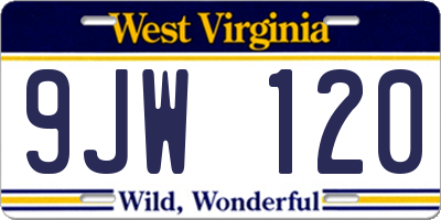 WV license plate 9JW120