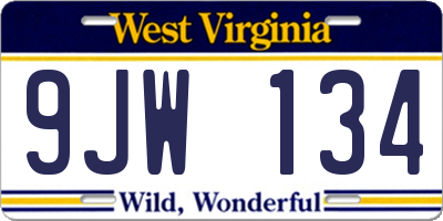 WV license plate 9JW134