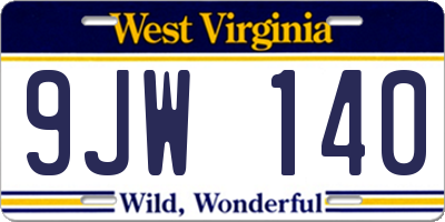 WV license plate 9JW140
