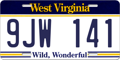 WV license plate 9JW141