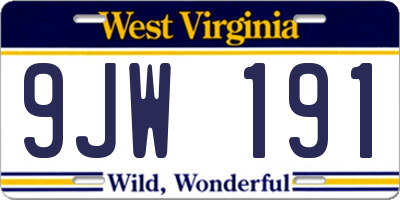 WV license plate 9JW191