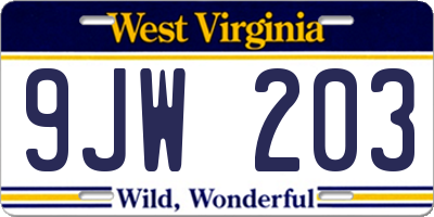 WV license plate 9JW203