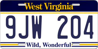 WV license plate 9JW204