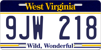WV license plate 9JW218