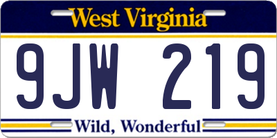 WV license plate 9JW219