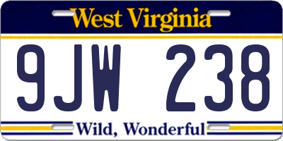 WV license plate 9JW238