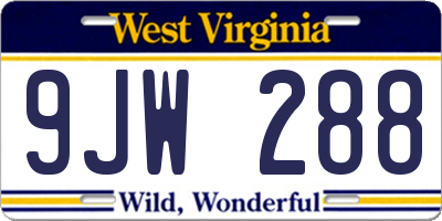 WV license plate 9JW288