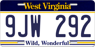 WV license plate 9JW292