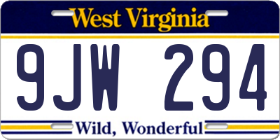 WV license plate 9JW294