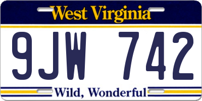 WV license plate 9JW742