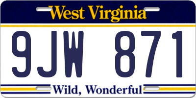 WV license plate 9JW871