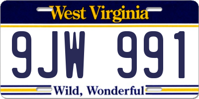 WV license plate 9JW991
