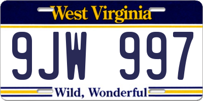 WV license plate 9JW997