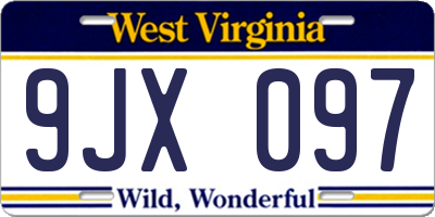 WV license plate 9JX097