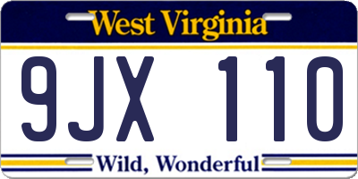 WV license plate 9JX110