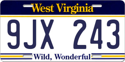 WV license plate 9JX243