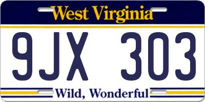WV license plate 9JX303