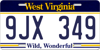 WV license plate 9JX349