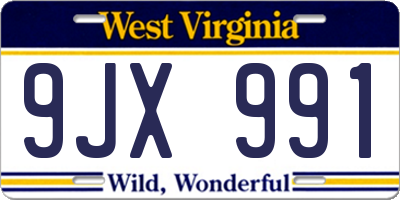 WV license plate 9JX991