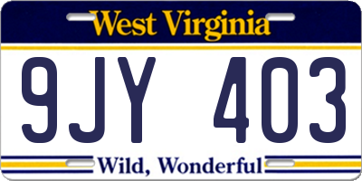 WV license plate 9JY403