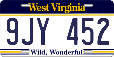 WV license plate 9JY452
