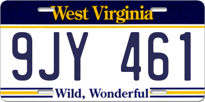 WV license plate 9JY461