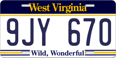 WV license plate 9JY670