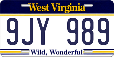 WV license plate 9JY989