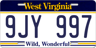 WV license plate 9JY997