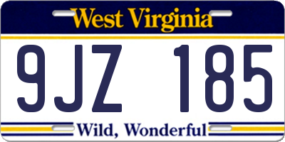 WV license plate 9JZ185