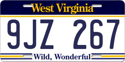 WV license plate 9JZ267