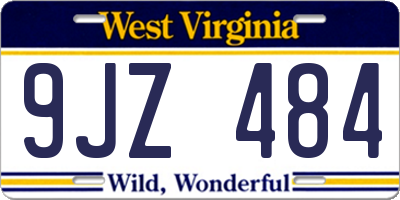 WV license plate 9JZ484