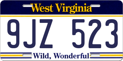 WV license plate 9JZ523