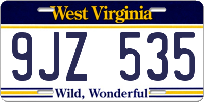 WV license plate 9JZ535