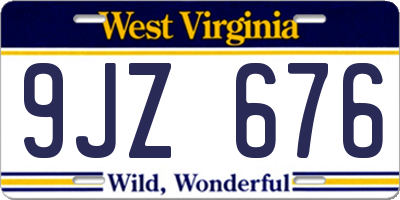 WV license plate 9JZ676